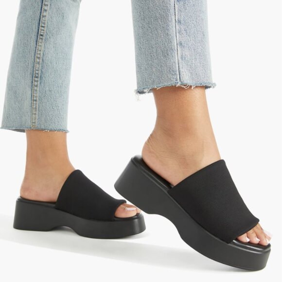 Shoe Dazzle Shoes - Shoe Dazzle | NWT Effie Platform Slide Sandals Black Size 12